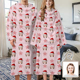 Personalized Face Christmas Red Snowflake Blanket Robe Loungewear