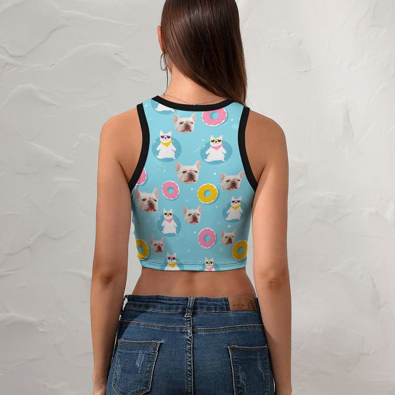 Personalized Women's Tank Top&Pet's Vest Custom Face Blue Tank Top