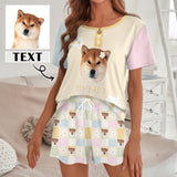 Personalized Big Face&Text Women's Pajama Set Custom Short Sleeve Set Loungewear