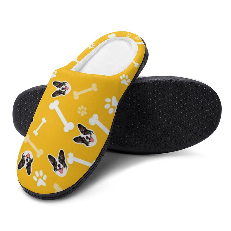 Personalized Dog Face Bones 6 Colors Cotton Slipper For Family