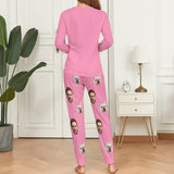 Custom Face Crew Neck Long Sleeve Pajama Sets Personalized Face&Name Sleepwear For Family