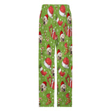 Personalized Men&Women Pajama Pants&Christmas Hat Custom Light Green Pants For Christmas Party