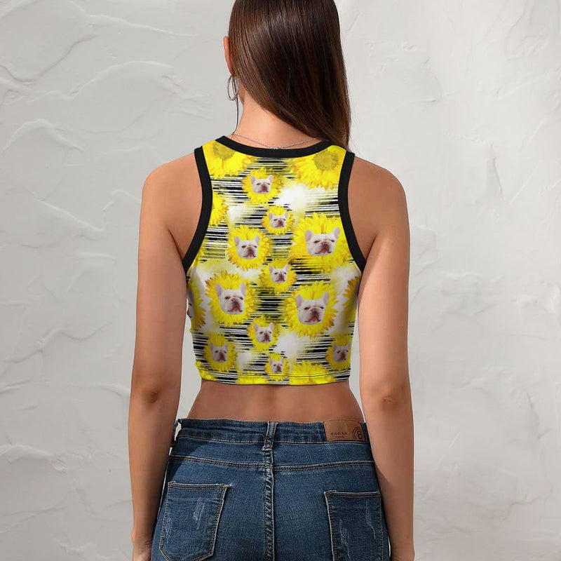 Personalized Women's Tank Top&Pet's Vest Custom Face on Sunflower Tank Top