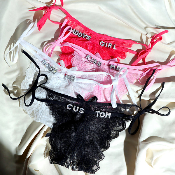 Personalized Butterfully Underwear With Name Letters Custom Panties Thong Underwear With Crystal Letters