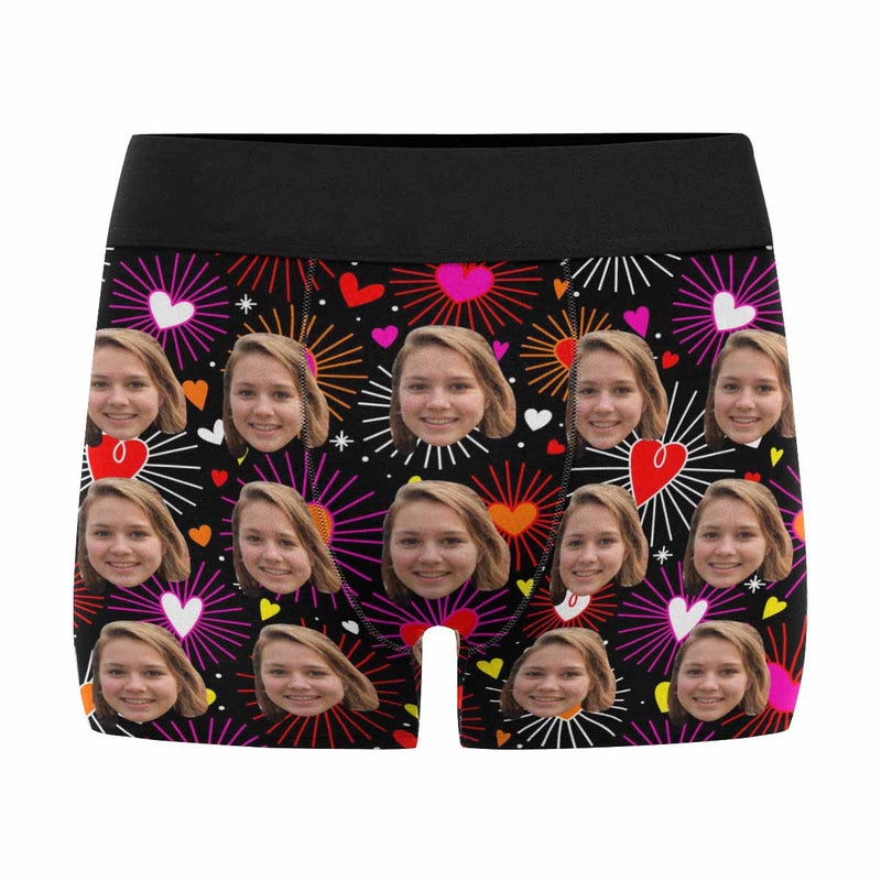 Made in USA Custom Girlfriend Face Red Heart Men's Boxer Briefs& Unisex Socks