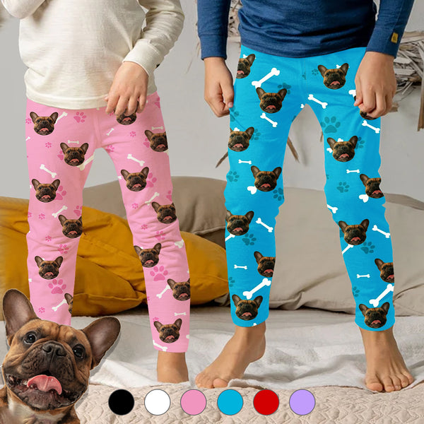 Kids Pants# Custom Dog Face Kid's Pajama Pants Personalized 5 Colors Pajama Pants