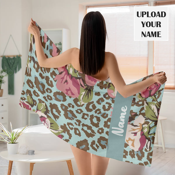 Personalized Name Green Bath Towel