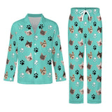 Custom Face Long Sleeve Pajamas Set Personalized Pet Paw Sleepwear For Men&Women