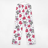 Custom Kid's Pajama Pants Personalized Face Red Heart Pajama Pants&Dog Bandana