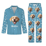 Custom Face Long Sleeve Pajamas Set Personalized Pet Face&Name Pajama For Men&Women