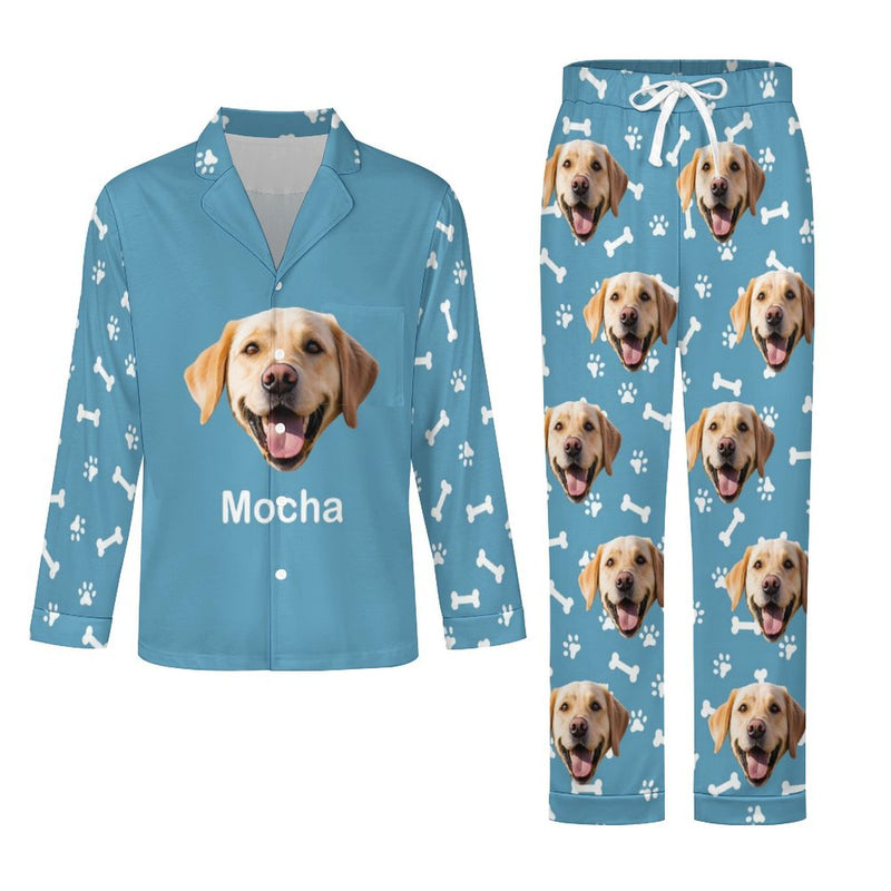 Custom Face Long Sleeve Pajamas Set Personalized Pet Face&Name Pajama For Men&Women