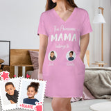 Custom Loose Pocket Dress Personalized 2 Photo&Name Mother's Day Gift