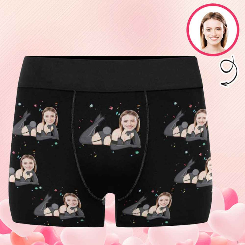 Custom Face Underwear Men's Boxer Briefs For Husband