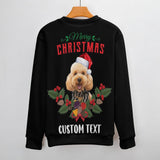 Custom Photo&Text Women's V Neck Sweater&Men's Crew Neck Sweater Merry Christmas Black Couple Sweaters