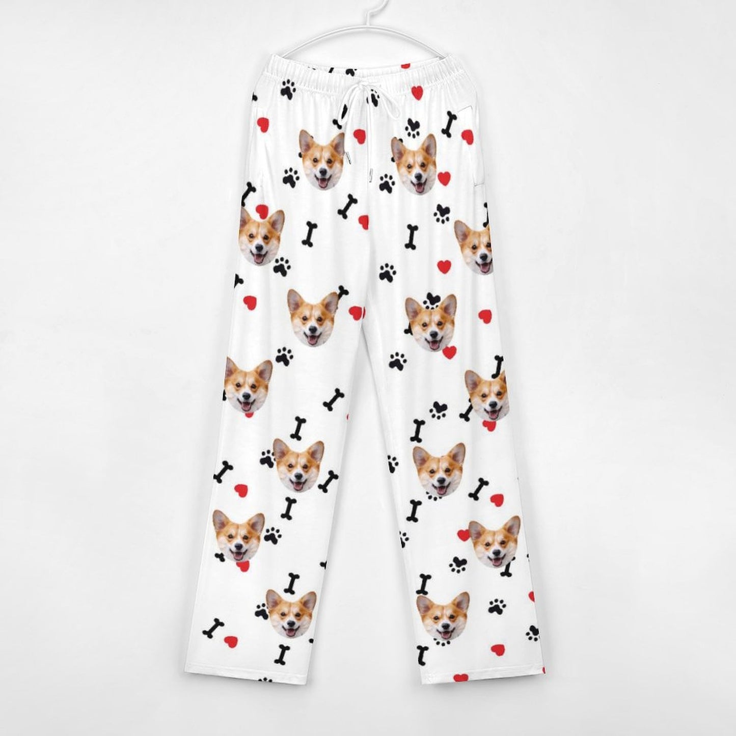 Personalized Unisex Pajama Pants Custom Face Bones Background Pants For Couples