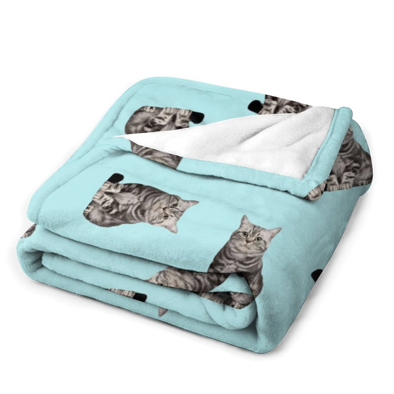 Custom Photo Blue Fleece Blanket