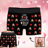 Made in USA#Personalized Men's Underwear Love You Red Heart Boxer Briefs