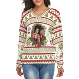 Custom Photo Women's V Neck Sweater&Men's Crew Neck Sweater Christmas Couple Sweaters