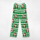 Unisex Pajama Pants&Sweater Custom Face Christmas Green Pajama Pants For Men&Women Personalized Any Photos Pajama Pants