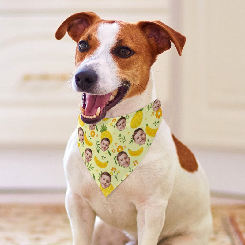 Custom Kid's Pajama Pants Personalized Face Pineapple Pajama Pants&Dog Bandana