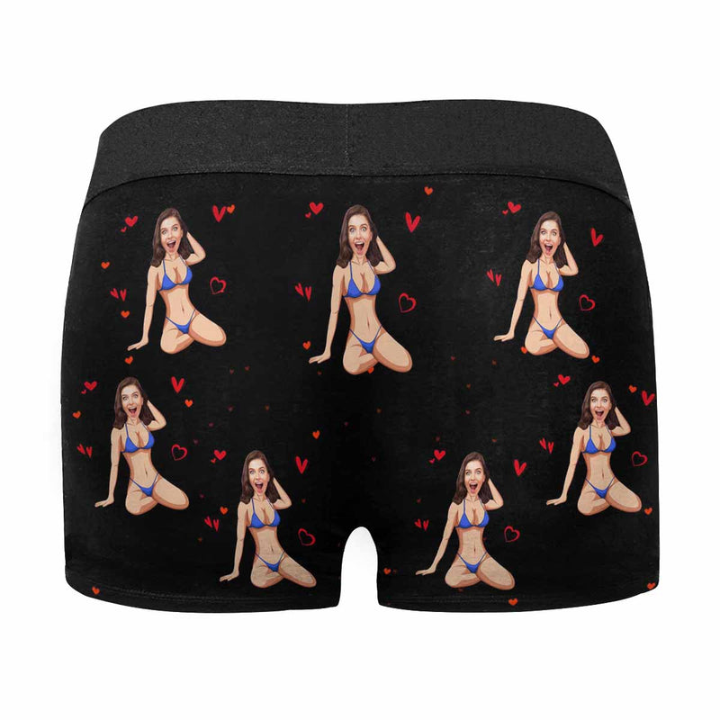 Custom Girlfriend Face On Bikini Girls For Men's Underwear Boxer Briefs Gift