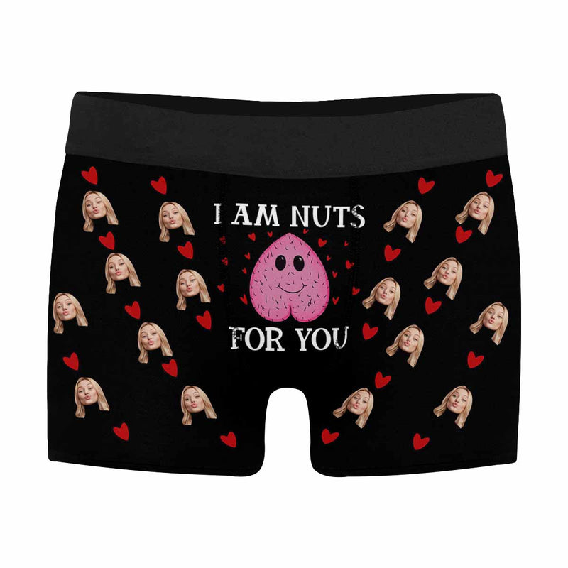 Made in USA#Personalized Face Men's Boxer Briefs Underwear I Am Nuts Red Heart Underwear