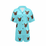 Custom Face Loungewear Personalized Photo Sleepwear Women's V-Neck Short Pajama Set
