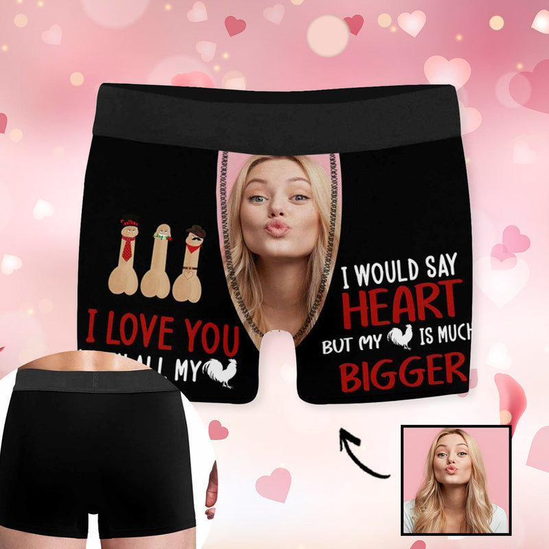 Made in USA Personalized Girlfriend Photo Men's Boxer Briefs Underwear Valentine's Day Gift