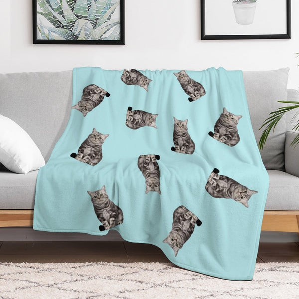 Custom Photo Blue Fleece Blanket