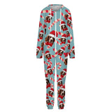 Custom Face Couple Christmas Onesie Jumpsuit Personalized Unisex One Piece Pajama Loungewear