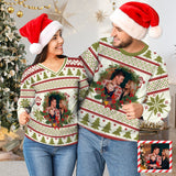 Custom Photo Women's V Neck Sweater&Men's Crew Neck Sweater Christmas Couple Sweaters