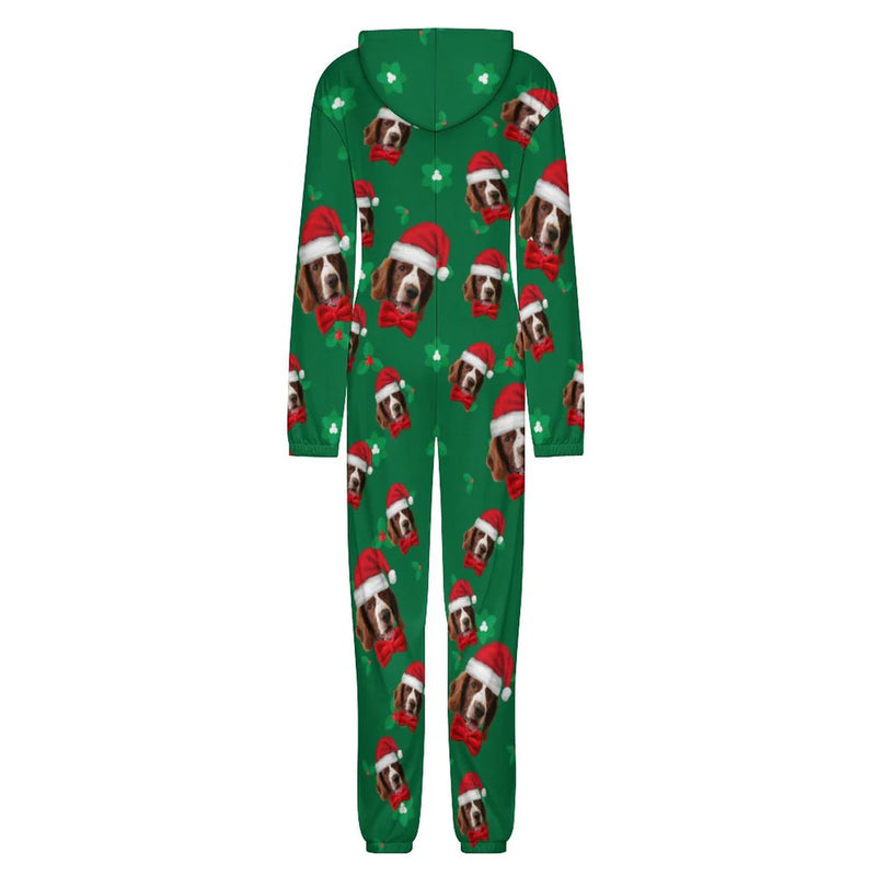 Custom Face Couple Christmas Onesie Jumpsuit Personalized Unisex One Piece Pajama Loungewear