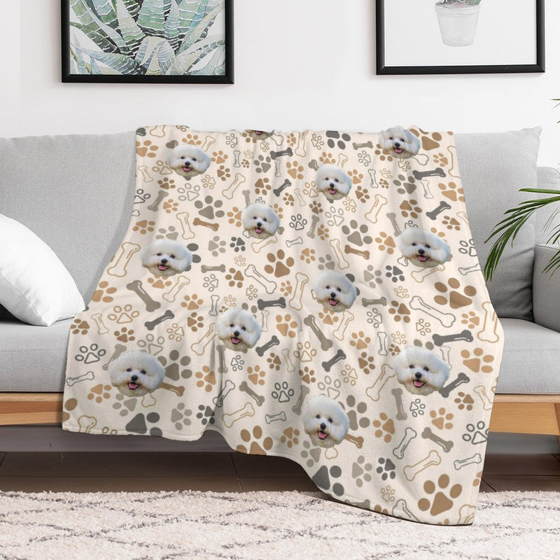 Custom Photo Unisex Pajama Pants&Blanket Custom Dog Paw Pajama Pants For Men&Women