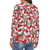 Custom Multi-Face Women's V Neck Sweater&Men's Crew Neck Sweater Christmas Couple Sweaters