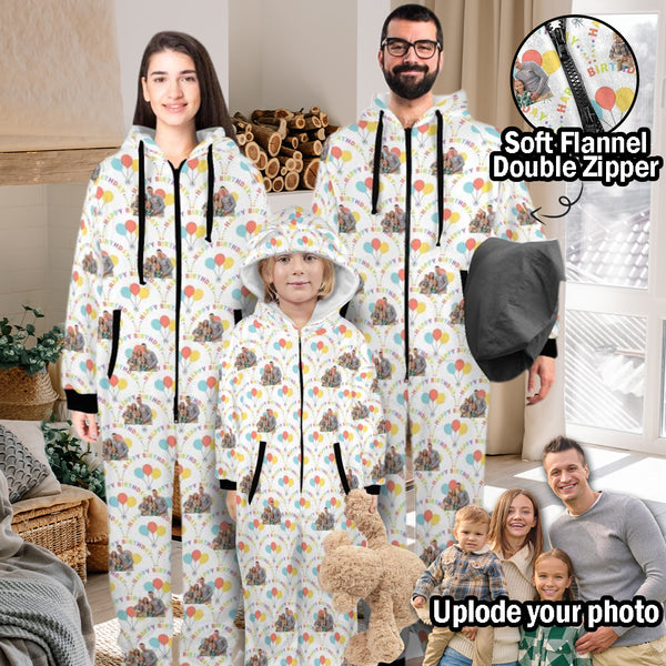 Personalized Flannel Fleece Photo Family Matching Onesie Custom Photo White Onesie Loungewear
