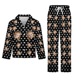 Custom Face Pajamas Set Personalized Black Family Matching Long Sleeve Button Pajama Set