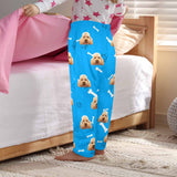 Coral Fleece Pajama Pants Custom Face Dog Bones Pants