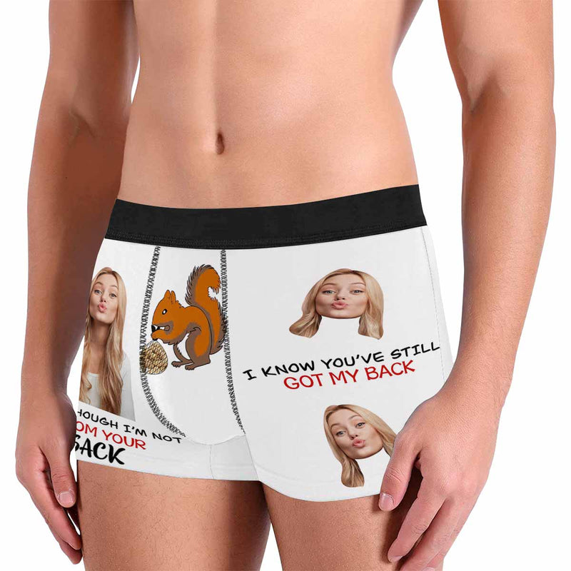 Made in USA Custom Face White Men's Underwear Squirrel Boxer Briefs Gift For Husband