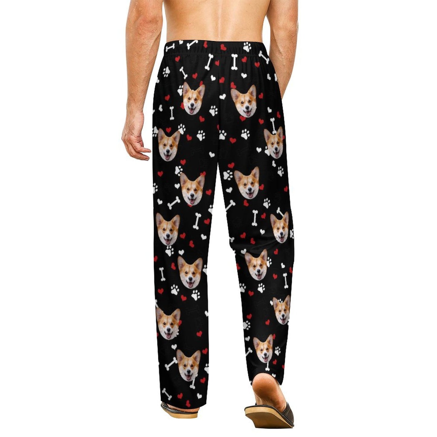 Personalized Unisex Pajama Pants Custom Face Bones Background Pants For Couples