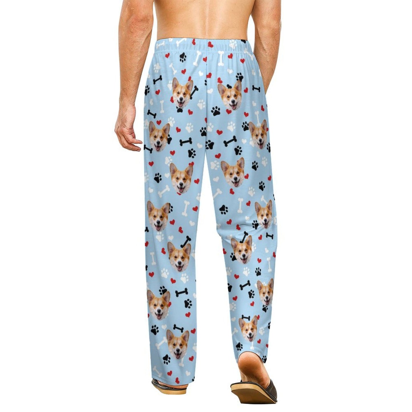 Personalized Unisex Pajama Pants Custom Face Bones Background Pants For Couples