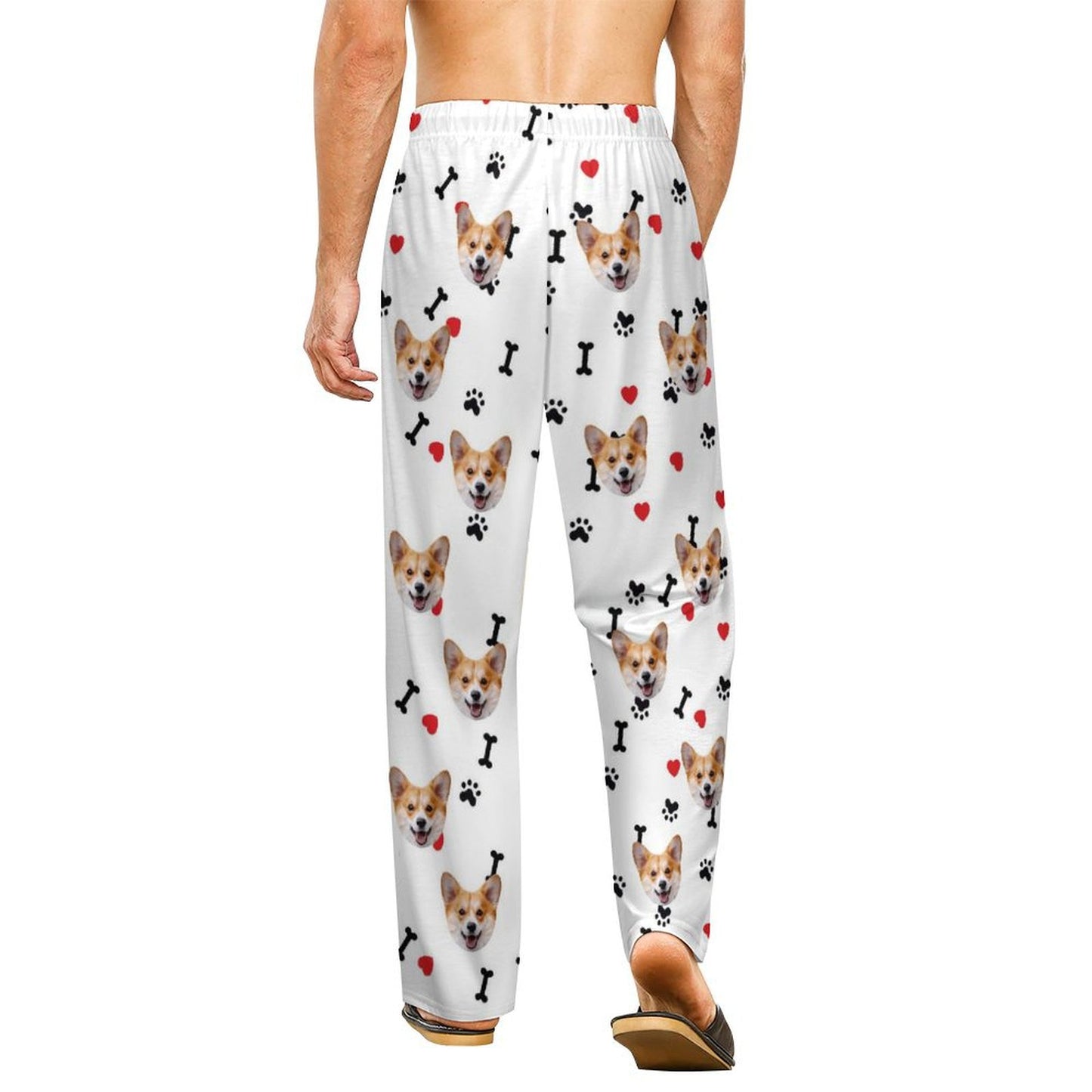 Personalized Unisex Pajama Pants Custom Face Bones Background Pants For Couples