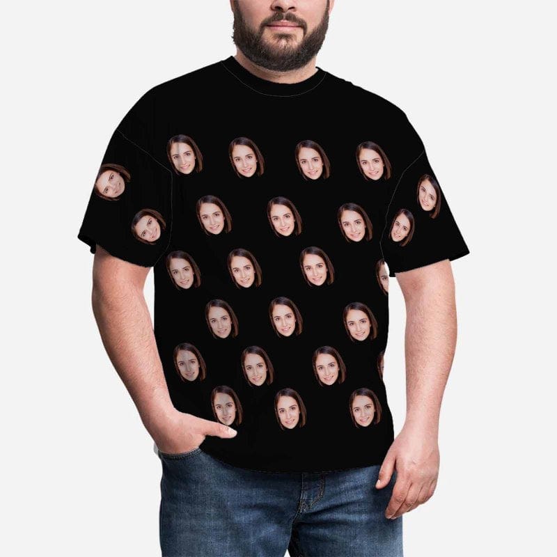 Custom Face Funny Selfie Men's Print T-shirt Made For You Custom Tee Shirt Design for Him