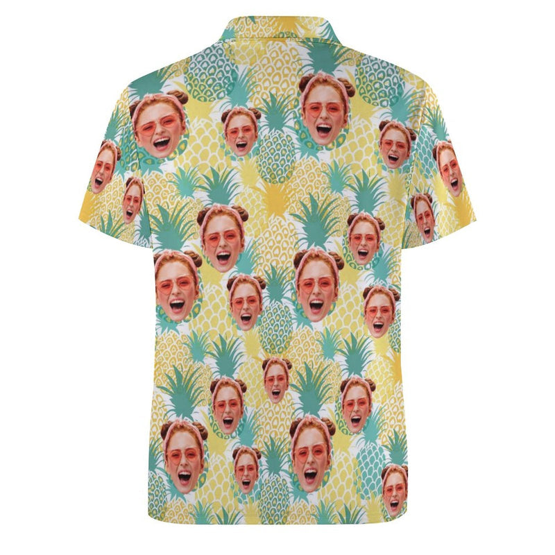 Custom Face Pineapple Polo Shirt Personalized Hawaiian Shirt For Men