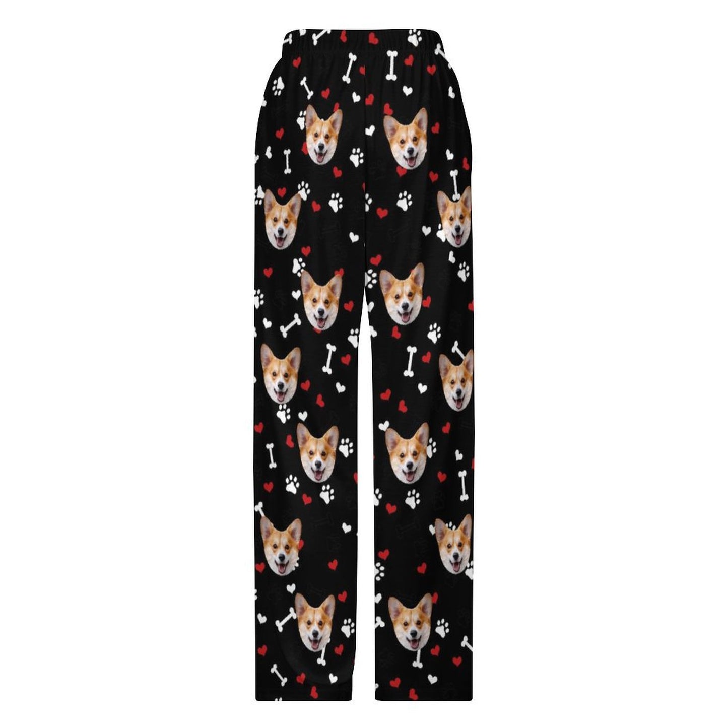 Personalized Unisex Pajama Pants Custom Face Bones Background Pants For Couples