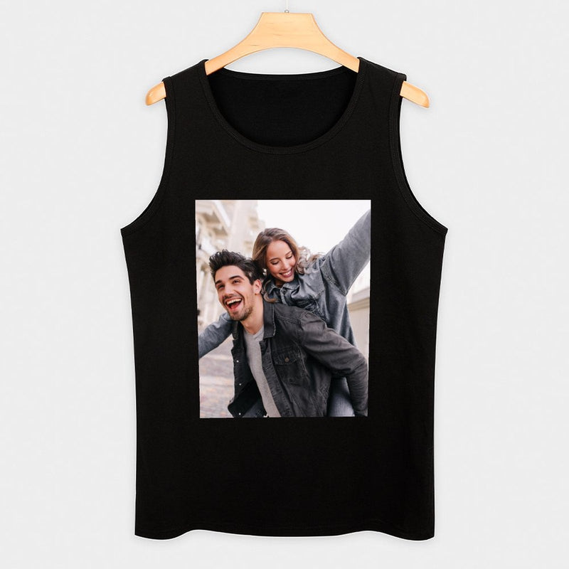 Custom Face Photo Tank Tops All Black Personalized Photo Men's Tank Top T-shirt