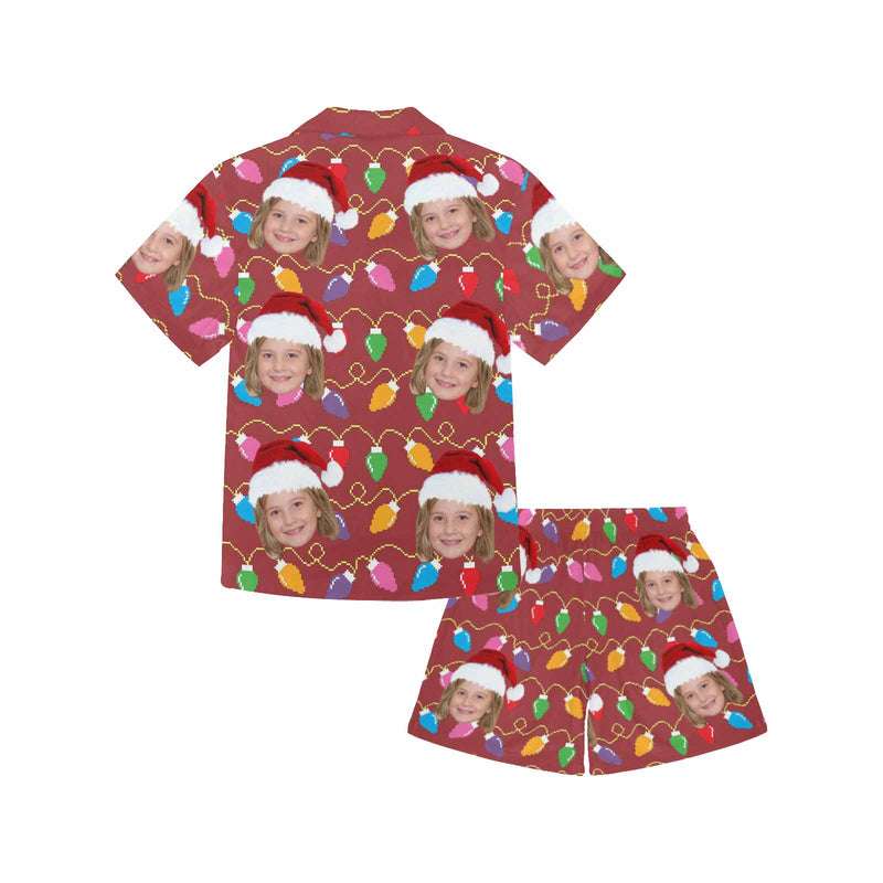 Custom Face Christmas Kids Short Sleeve Pajama Set #2Y-15Y