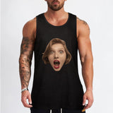 Custom Big Face Tank Tops All Black Personalized Photo Men's Tank Top T-shirt