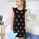 Custom Face Nightdress Pajamas Personalized Face Black Nightgown For Women&Little Girl