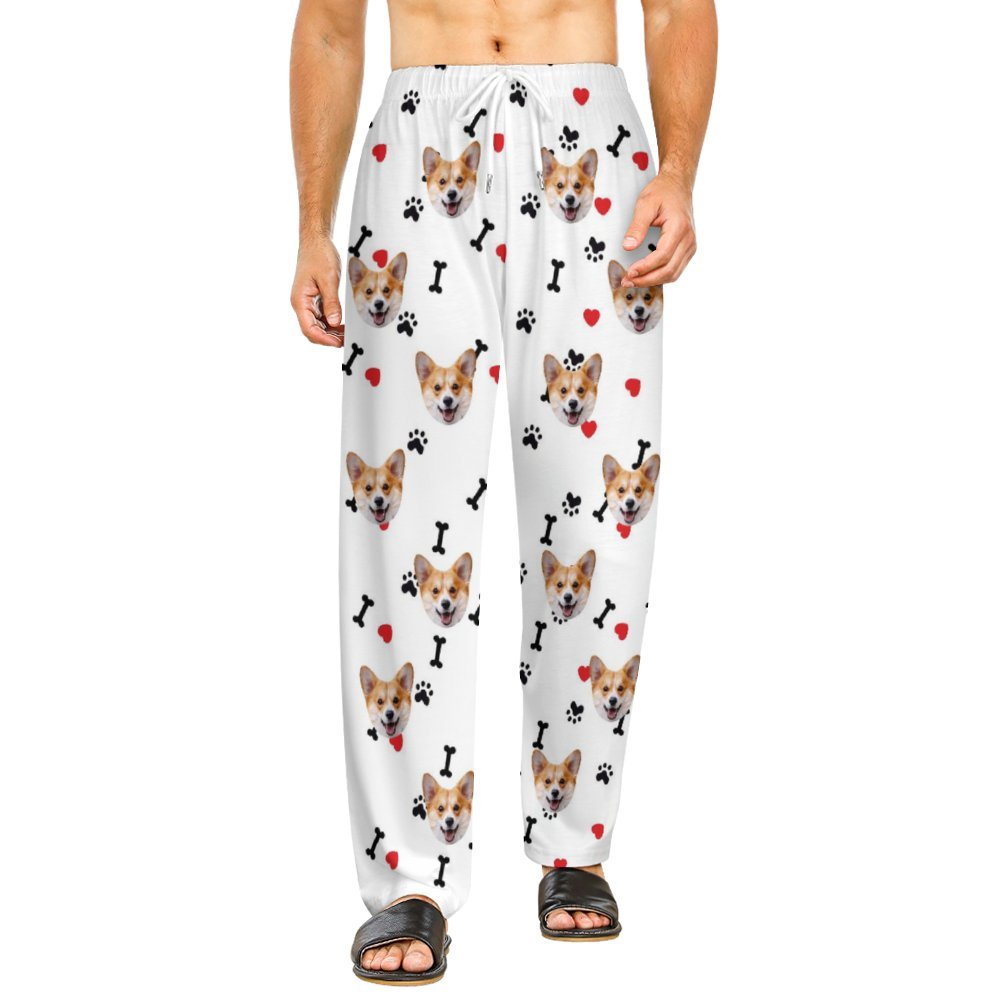 Personalized Unisex Pajama Pants Custom Face Bones Background Pants For Couples