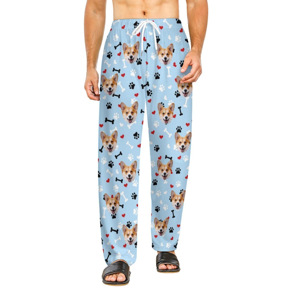 Personalized Unisex Pajama Pants Custom Face Bones Background Pants For Couples